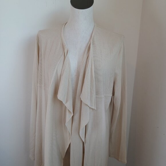Devernois Paris Sweater Cardigan Waterfall Tan Viscose Womens Medium Large - Picture 7 of 12